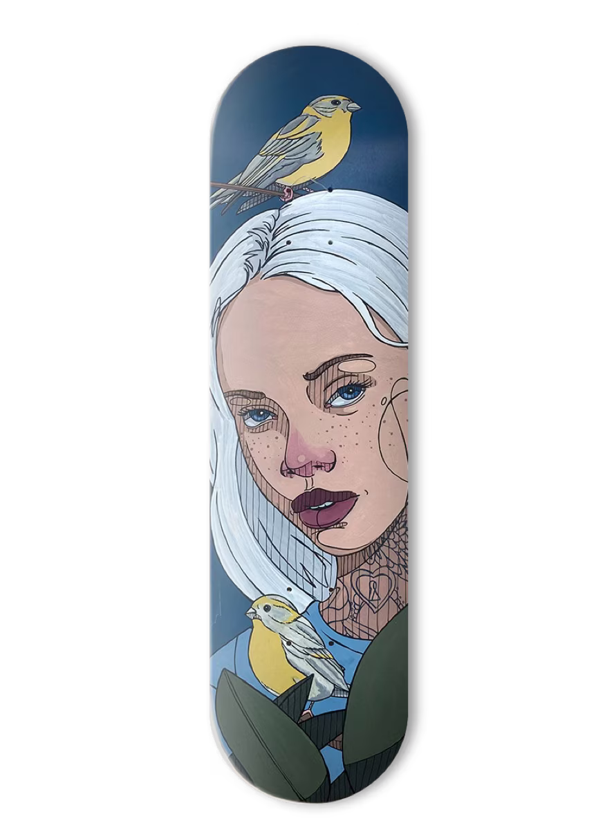 Girlitz Kunstwerk auf Skatedeck